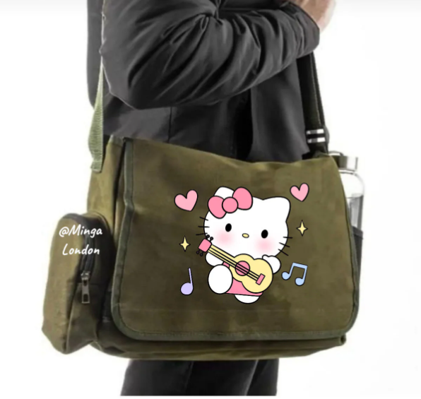 Haki Hello Kitty Guitar Postacı Çantası