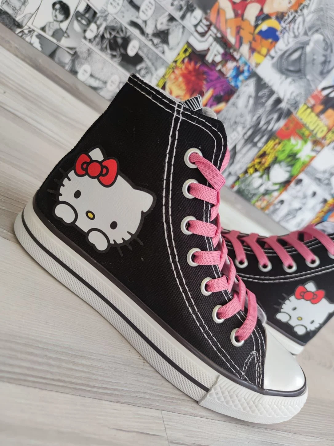 Hello Kitty Baskılı Siyah Uzun Kız Çocuk Spor Ayakkabı Sneakers 37