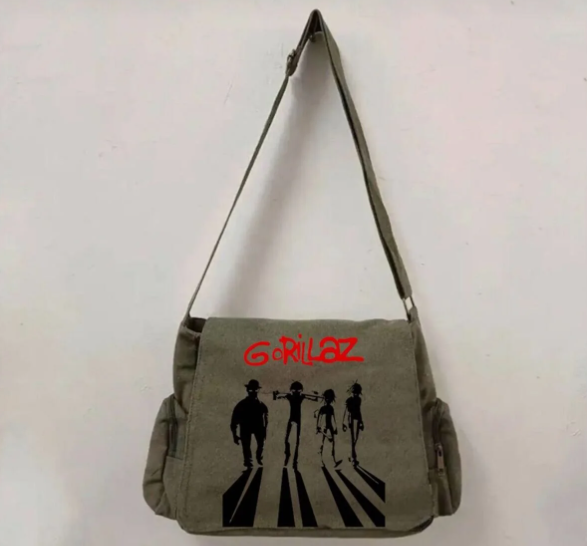 Haki Gorillaz Baskılı Postacı Çantası