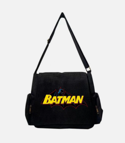 Siyah Batman Baskılı Postacı Çantası