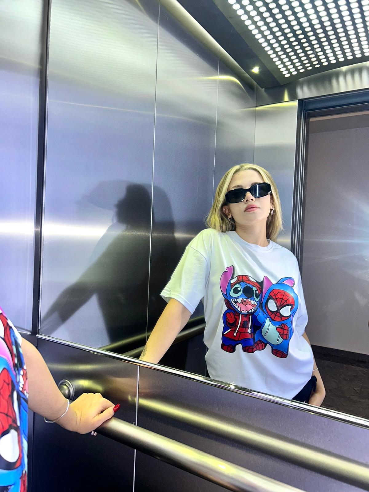 Spiderman&Stitch Beyaz T-Shirt