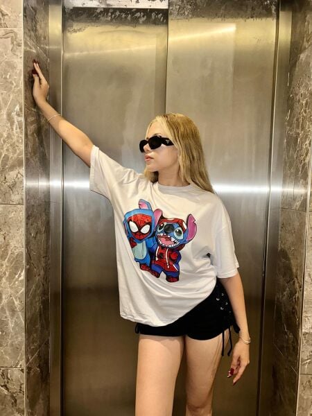 Spiderman&Stitch Beyaz T-Shirt