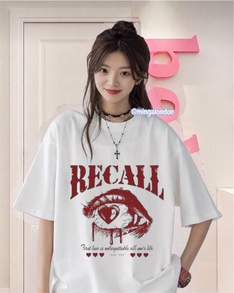 Recall Baskılı Beyaz T-Shirt