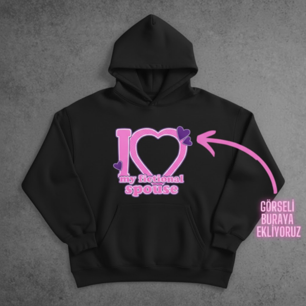 Kişiye Özel Siyah my fictional spouse Baskılı Oversize Sweatshirt