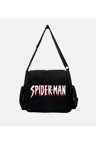 Siyah Spiderman Baskılı Postacı Çantası