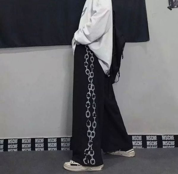 Y2K Streetwear Chain Print Unisex Eşofman Altı