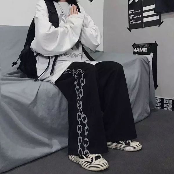 Y2K Streetwear Chain Print Unisex Eşofman Altı