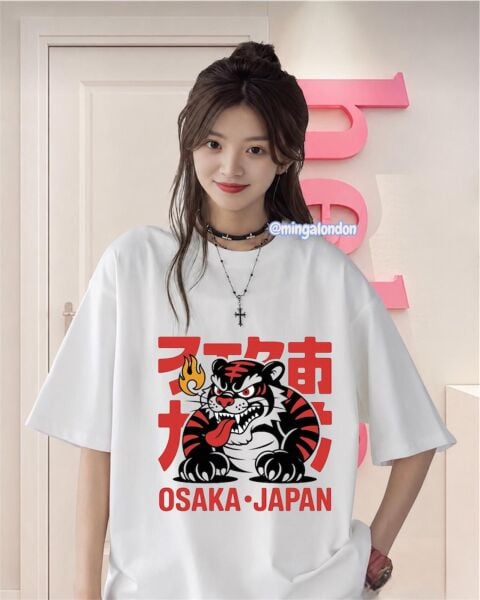 Osaka Japan Baskılı Beyaz T-Shirt