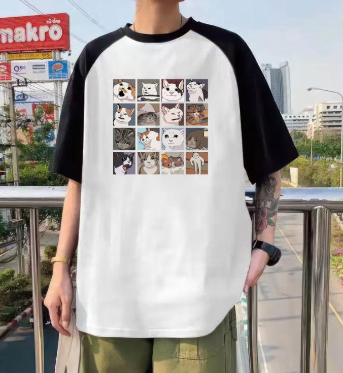 Cat Memes Collage Reglan Kol Detay (Unisex) T-Shirt