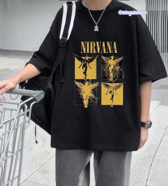 Nırvana Baskılı Siyah T-Shirt