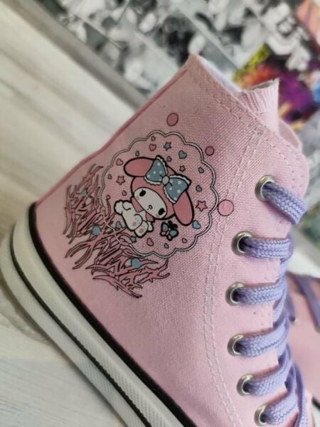 My Melody Saçaklı Pembe Baskılı Pembe Bilekli Spor Ayakkabı Snekaer