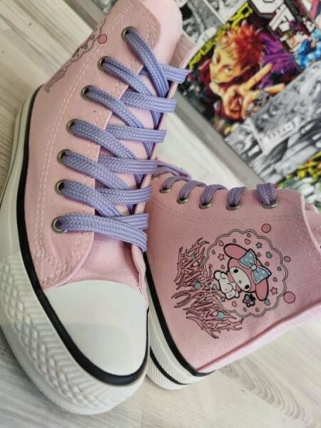 My Melody Saçaklı Pembe Baskılı Pembe Bilekli Spor Ayakkabı Snekaer