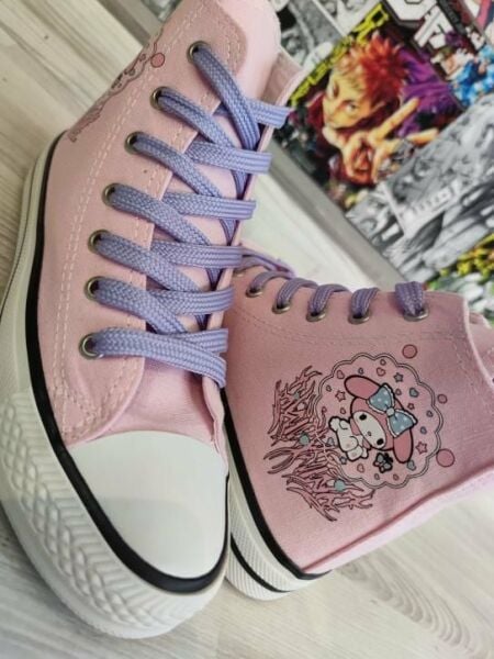 My Melody Saçaklı Pembe Baskılı Pembe Bilekli Spor Ayakkabı Snekaer