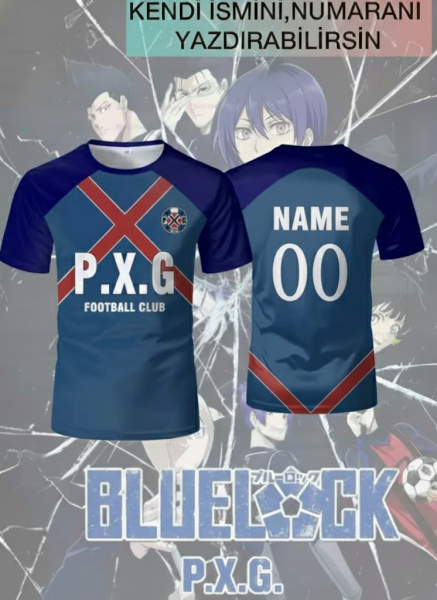 Anime Blue Lock Kişiye Özel İsim Yazdırılabilir Oversize T-shirt Forma