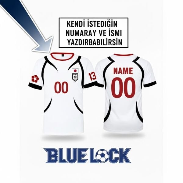 Anime Blue Lock Kişiye Özel İsim Yazdırılabilir Oversize T-shirt Forma