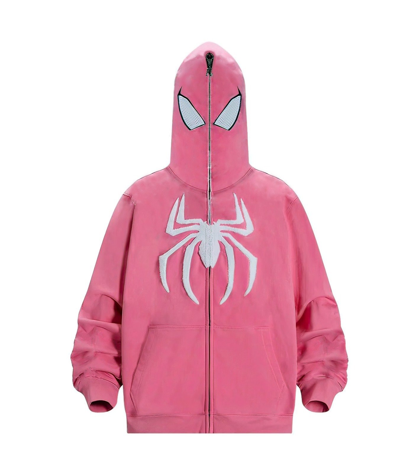 Pembe Spiderman Harajuku Streetwear Full Zip Kapüşonlu Hırka S