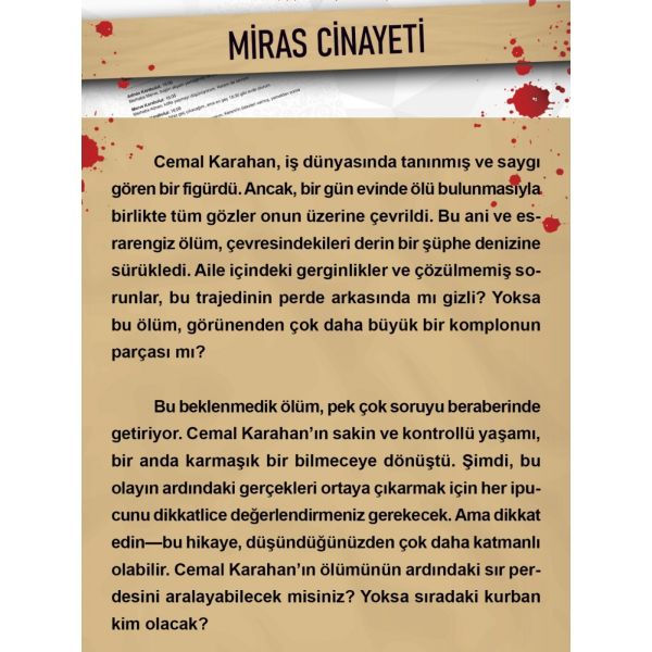 Dedektiflik Cinayet Çözme Oyunu - Miras Cinayeti