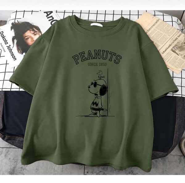 Peanuts Sınce 1950 Baskılı Haki T-Shirt