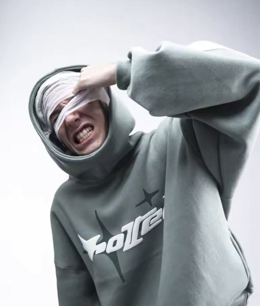 Mint Yeşili Rotten Star Kapüşonlu Sweatshirt