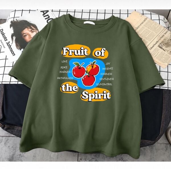 Fruıt Of The Spirit Baskılı Haki T-Shirt