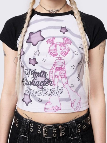 Main Character Reglan Baby Tee Crop