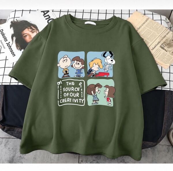 The Source Of Your Creatıvıty Baskılı Haki T-Shirt