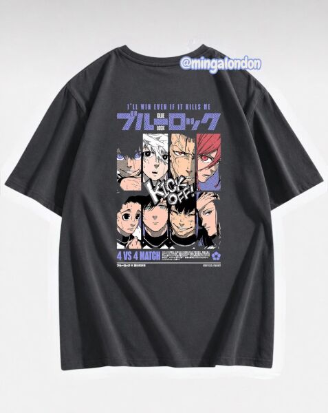 Kıck Off 4 vs 4 Match Sırt Baskılı Füme T-Shirt