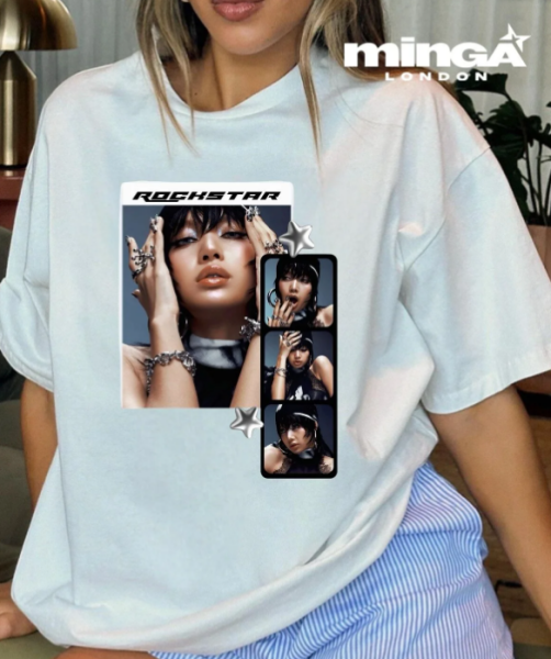 Unisex La Lisa Rock Star Single Baskılı Baskılı Bisiklet Yaka Oversize T-Shirt