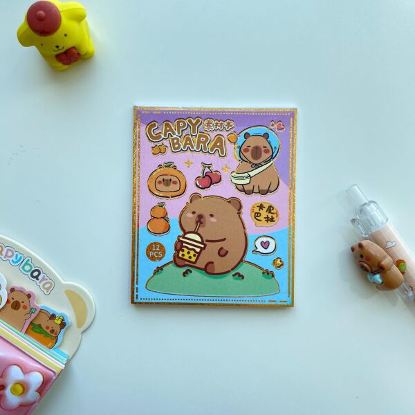 Kahverengi Capy Bara Sticker Defteri