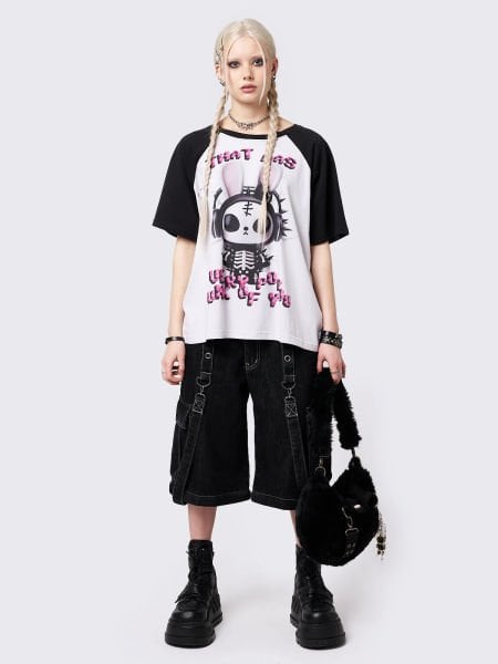 Pop Punk Bunny Reglan Graphic Oversize T-shirt