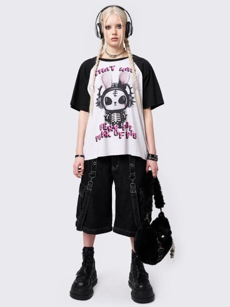 Pop Punk Bunny Reglan Graphic Oversize T-shirt
