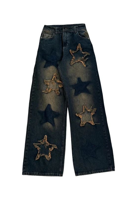 Y2K Denim Star Bol Paça Pantolon
