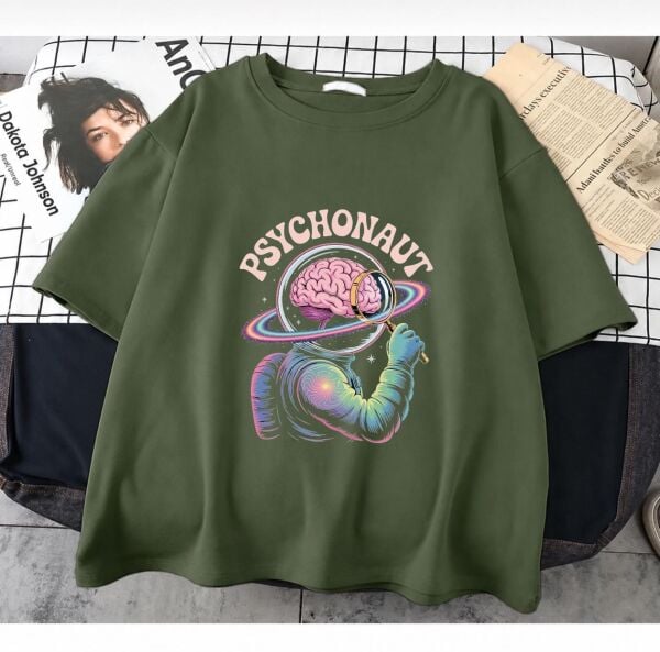 Pyschonaut Baskılı Haki T-Shirt