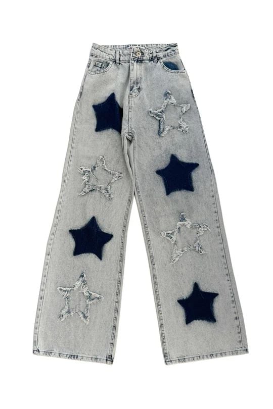 Y2K Denim İce Star Bol Paça Pantolon