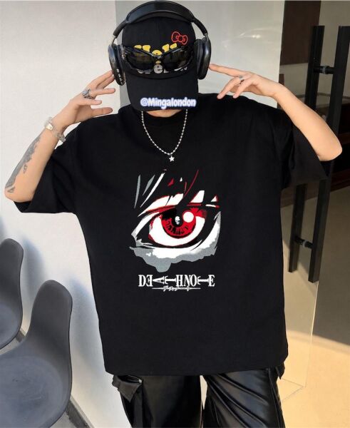 Death Note Baskılı Siyah Oversize T-Shirt