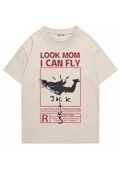 Bej Travis Scott Look Mom I Can Fly T-shirt