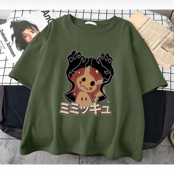 Mimikyu Baskılı Haki T-Shirt