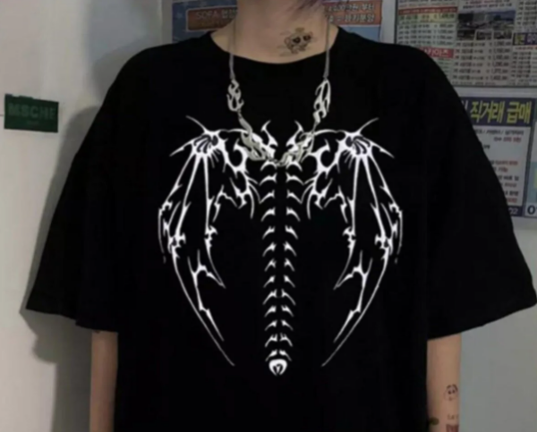 Daily Unisex Siyah Skeleton T-shirt
