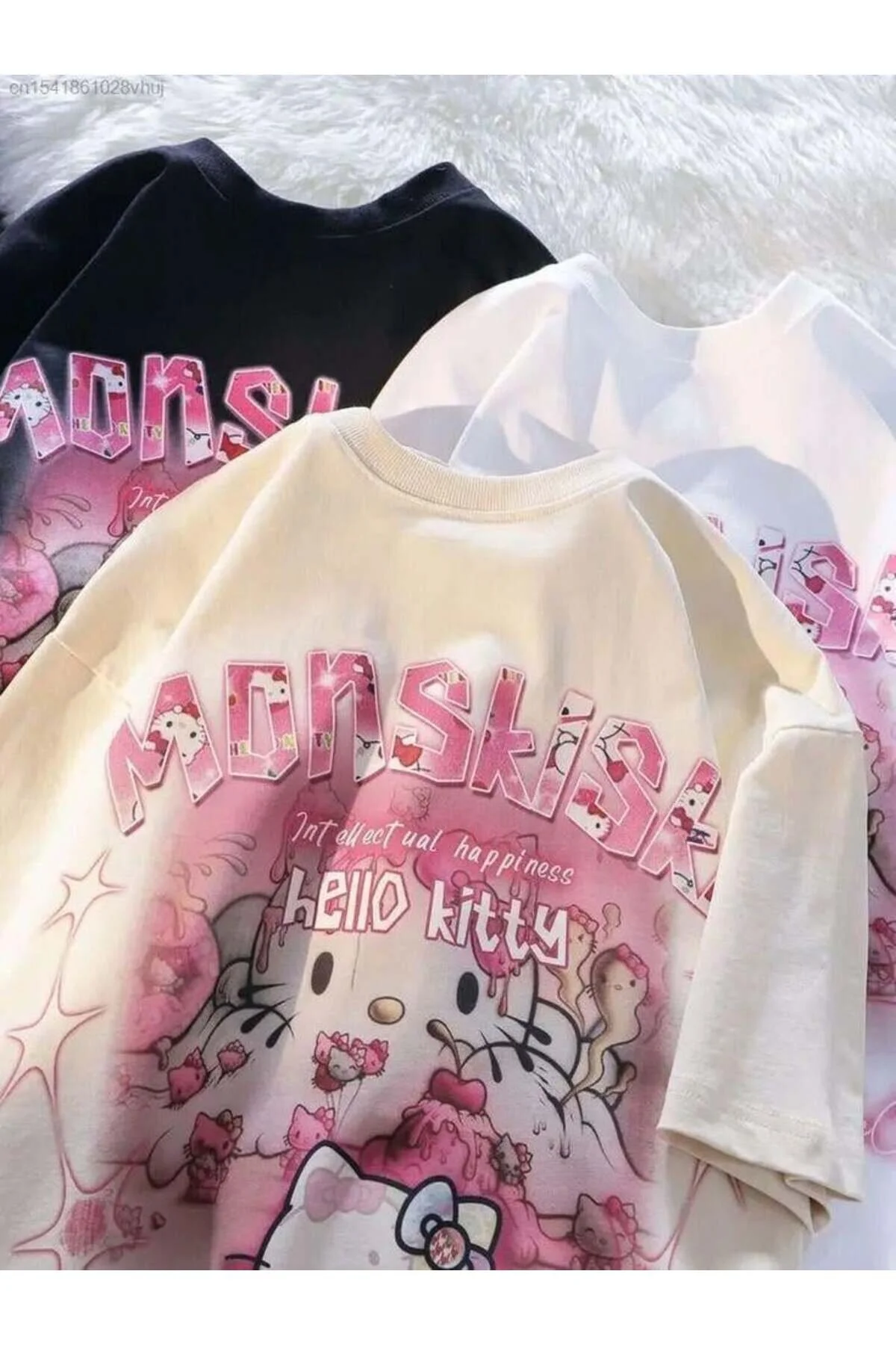 Gothic Hello Kitty Baskılı Oversize T-shirt