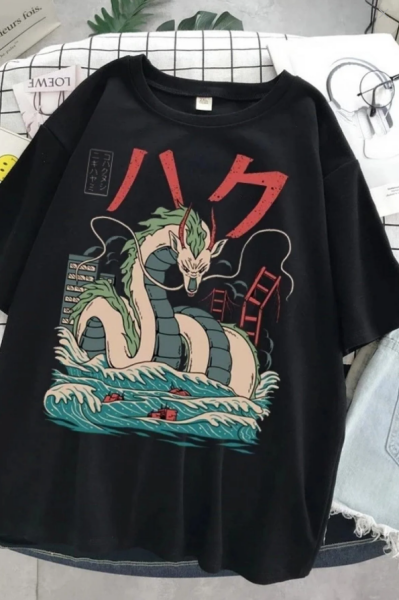 Grf Haku - Spirited Away Dragon Siyah Unisex T-shirt