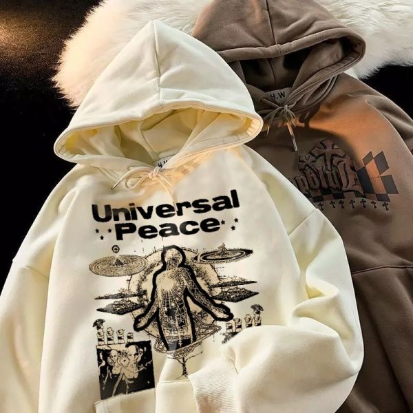 Kapşonlu Kalın Kumaş Peace Sweatshirt ( Unisex )