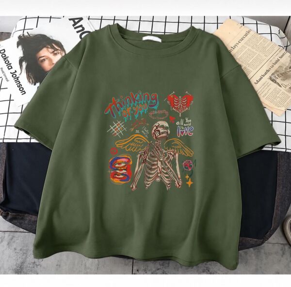 Think Of You Baskılı Haki T-Shirt