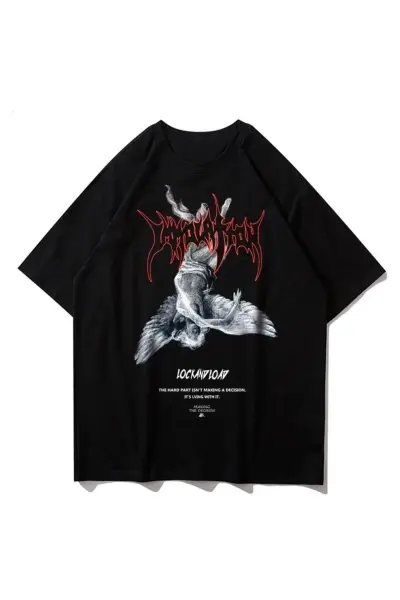 Harajuku Gothic Lock And Lood Angel Unisex T-shirt