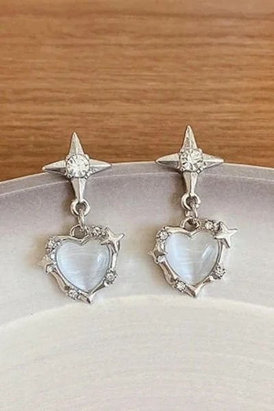 White Mini Stone Star Küpe
