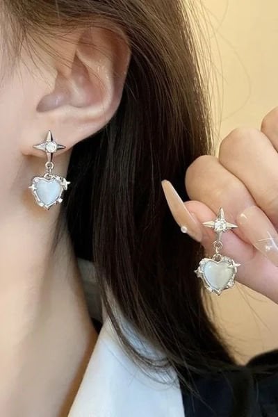 White Mini Stone Star Küpe