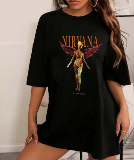 Rock Serisi Nirvana In Utero Siyah Unisex Oversize T-shirt