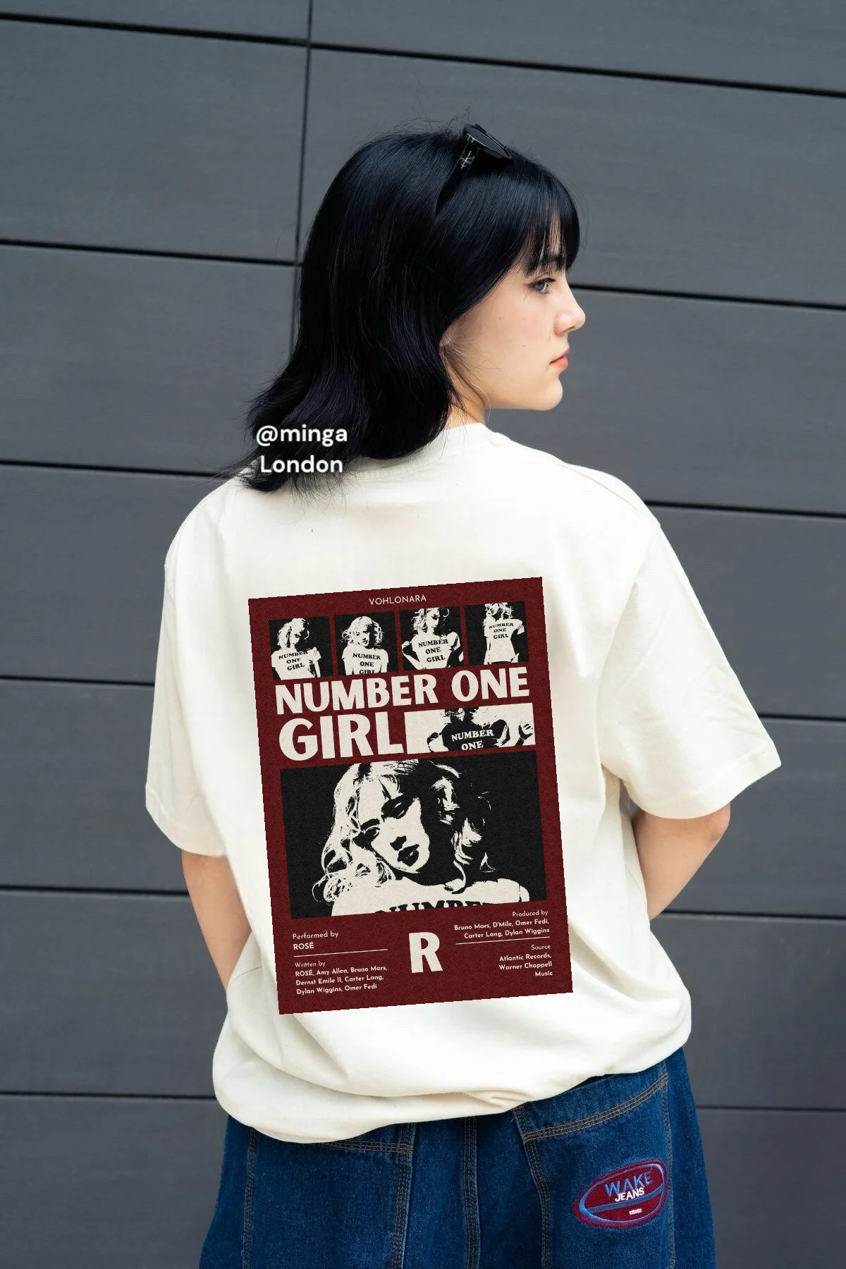 Rose Number One Girl Special Design New Season Arka Baskılı Oversize Bej Tişört