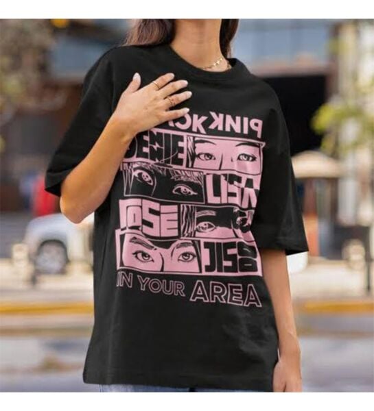 Siyah K-pop Black Pink In Your Area Girls Eyes Unisex T-shirt