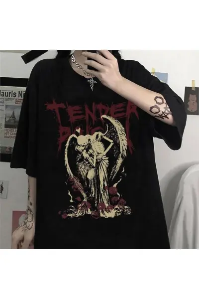 Siyah Tender Skeleton Angel Couple (unisex) T-shirt