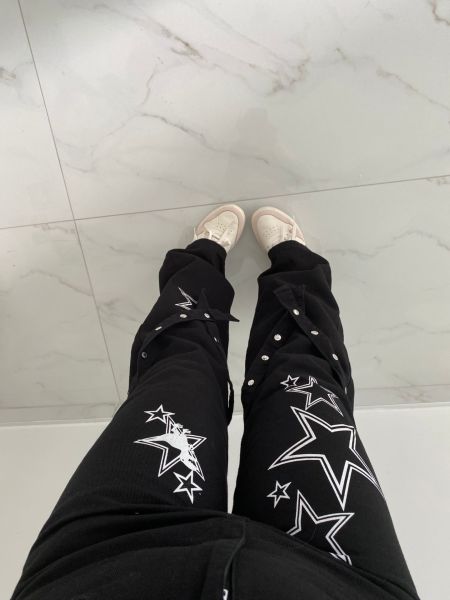 Y2k Siyah Star Palaska Baggy Pantolon